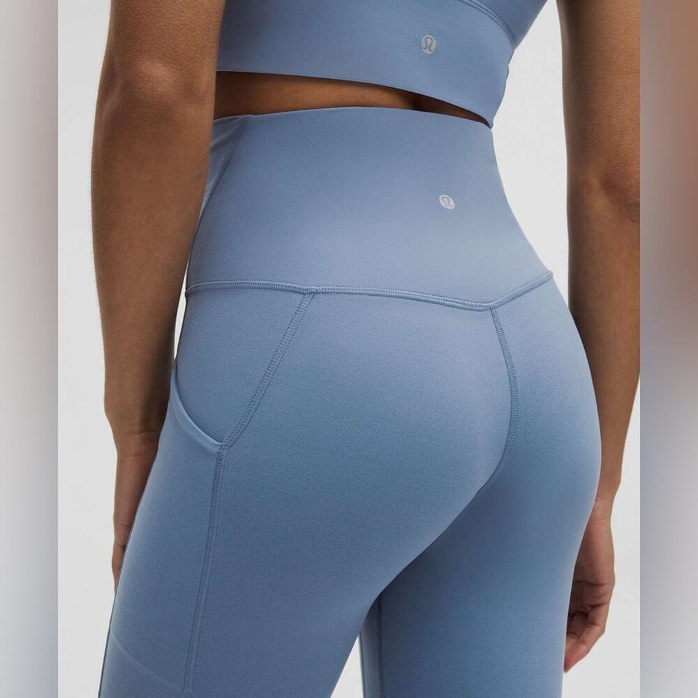 Lululemon Align High Rise Leggings 28” Pockets Washed Denim Size 4 Minimalist - Picture 1 of 8